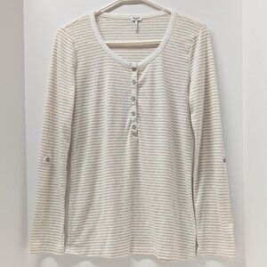 Splendid Long Sleeve Striped Henley Top